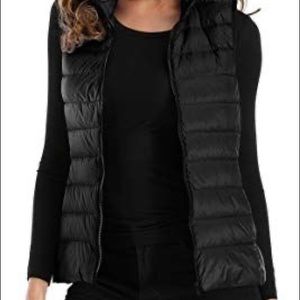 Black Lightweight Puffer Down Vest Jacket